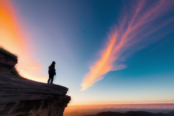 Person standing at the edge of a cliff