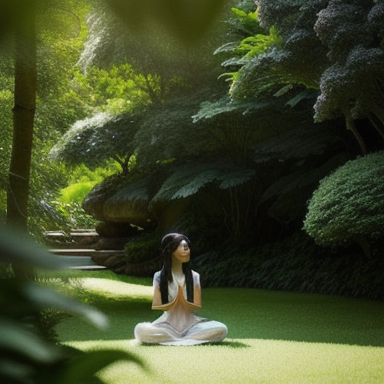 Imagem de uma pessoa meditando em um ambiente natural e tranquilo